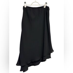 Vintage Elegant Black Asymmetric Hem Women's Skirt